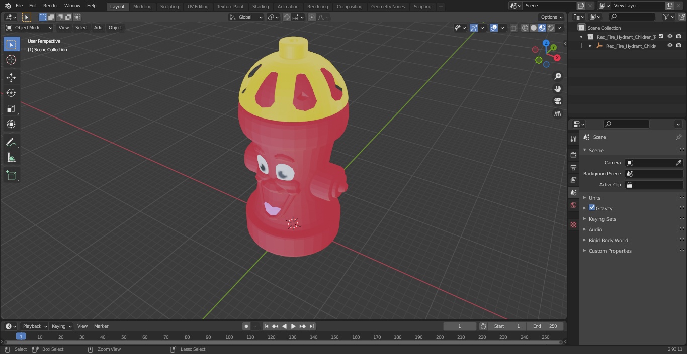 Red Fire Hydrant Children Toy 3D model