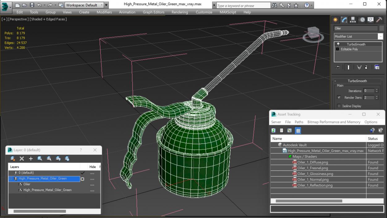 3D High Pressure Metal Oiler Green