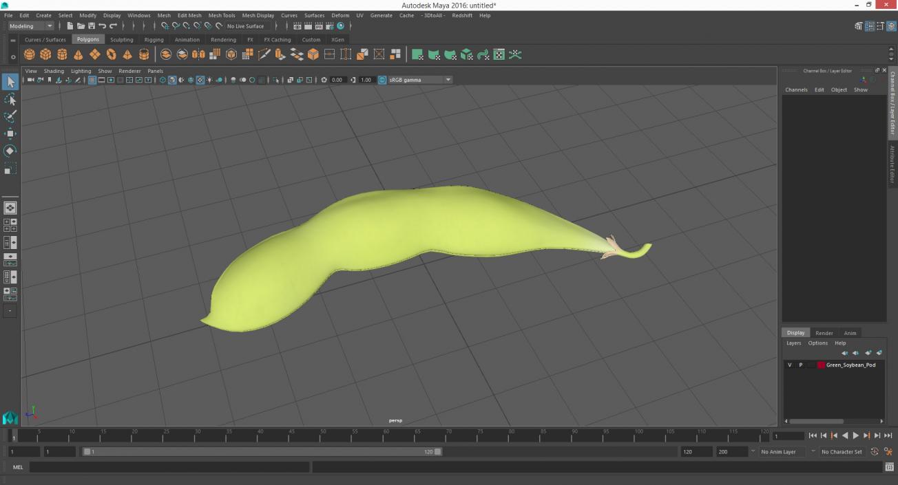 Green Soybean Pod 3D