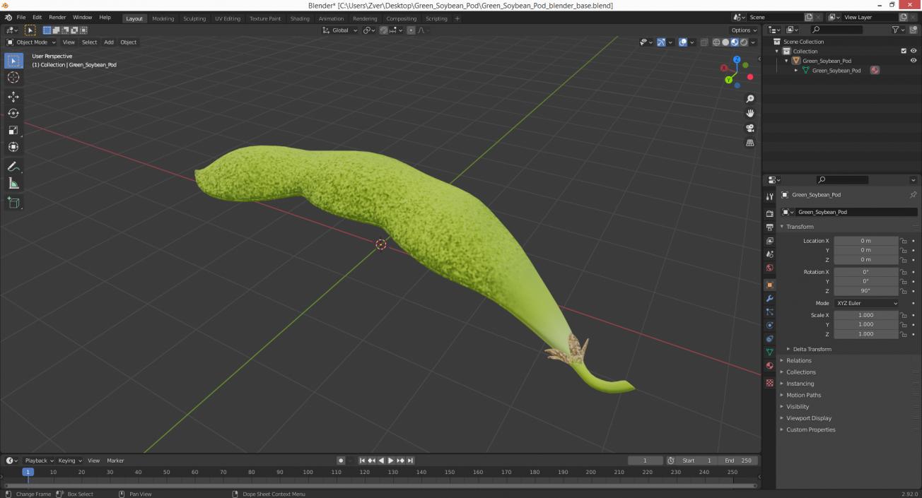 Green Soybean Pod 3D