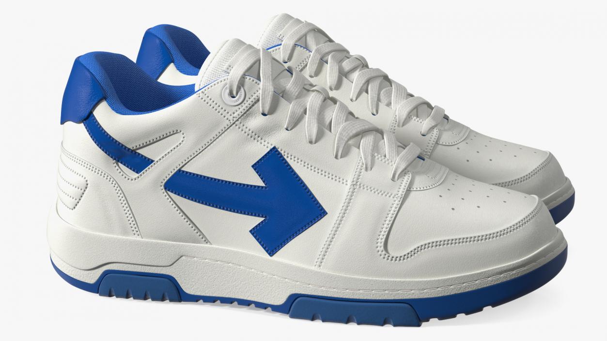 3D Leather Sneakers Off White Blue