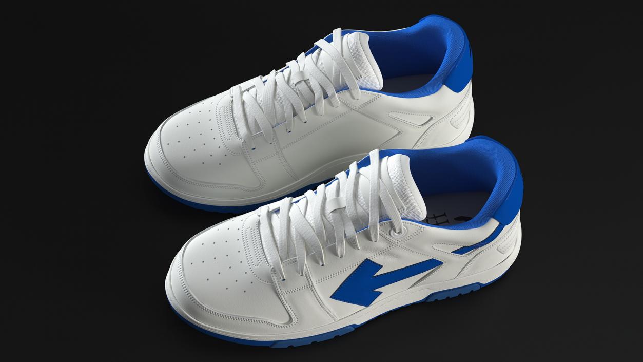 3D Leather Sneakers Off White Blue