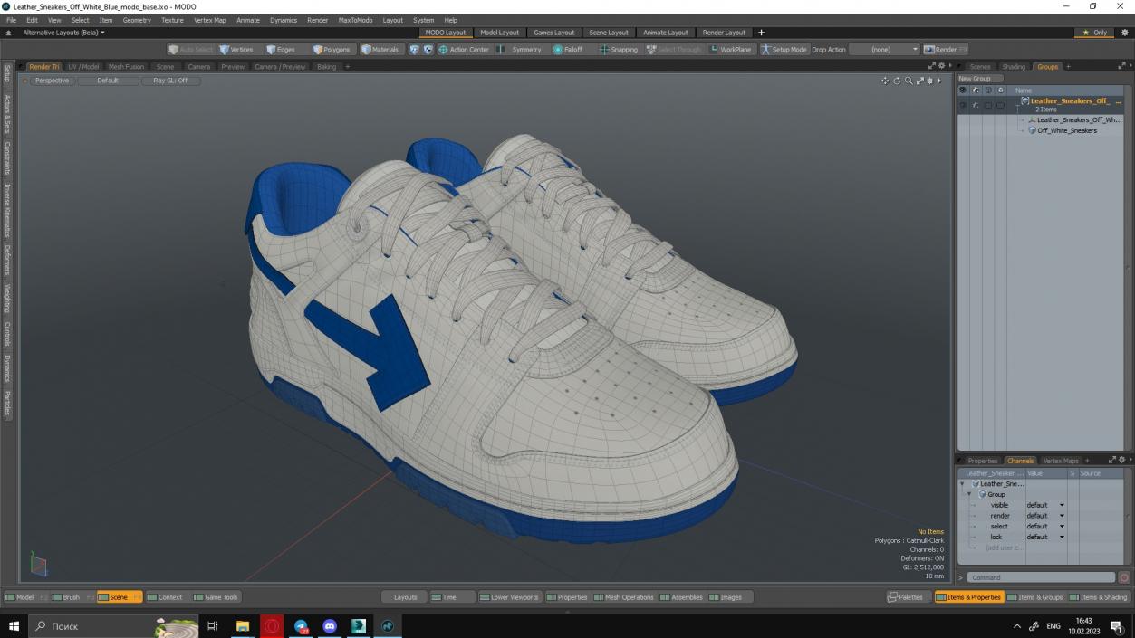 3D Leather Sneakers Off White Blue