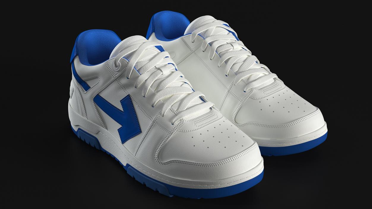 3D Leather Sneakers Off White Blue