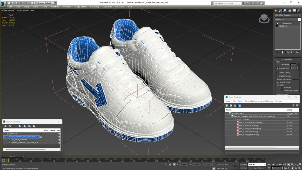 3D Leather Sneakers Off White Blue