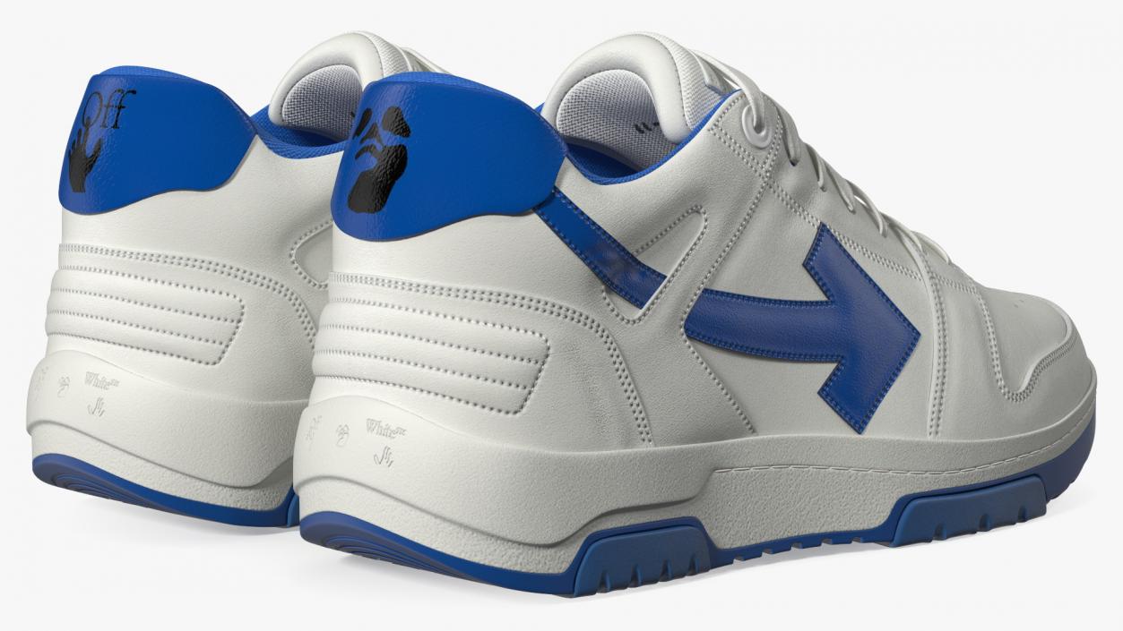 3D Leather Sneakers Off White Blue