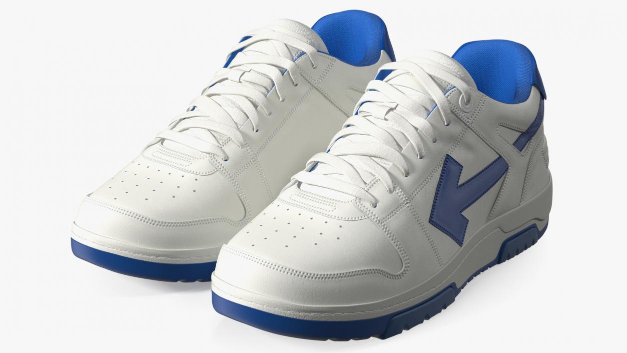 3D Leather Sneakers Off White Blue