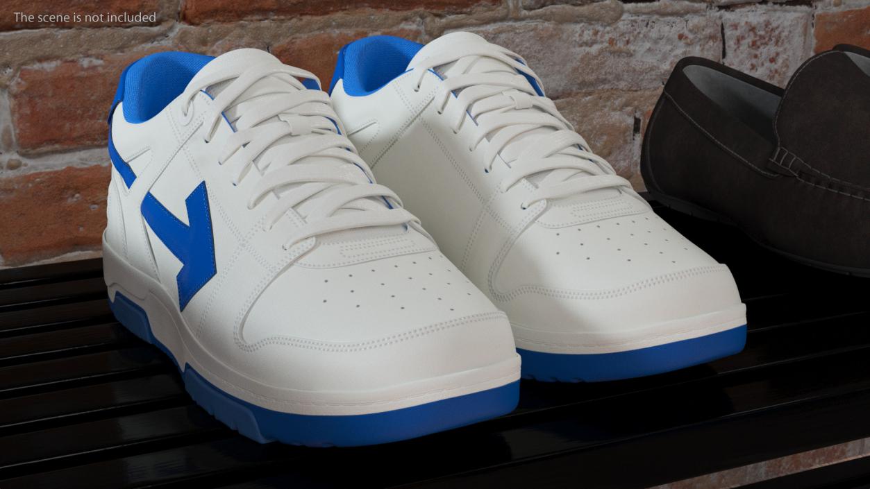 3D Leather Sneakers Off White Blue