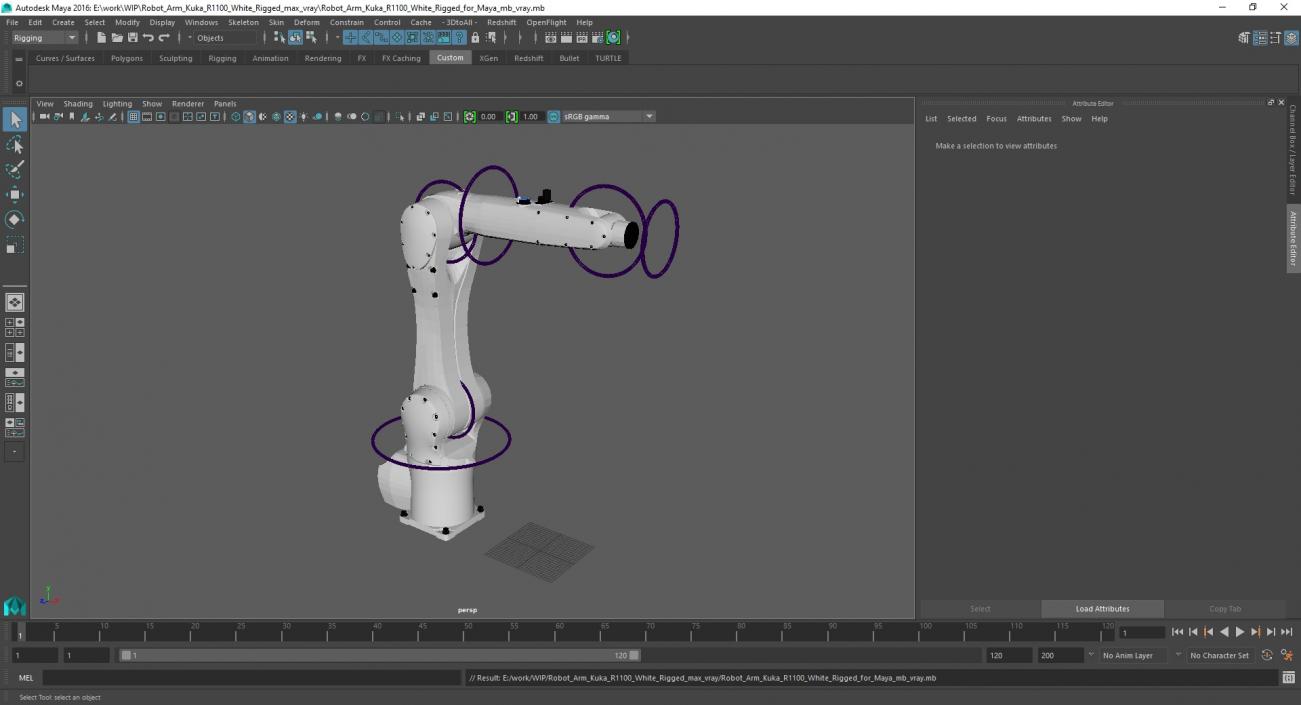 Robot Arm Kuka R1100 White Rigged for Maya 3D