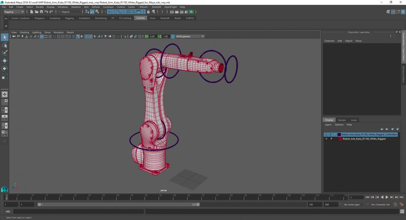 Robot Arm Kuka R1100 White Rigged for Maya 3D