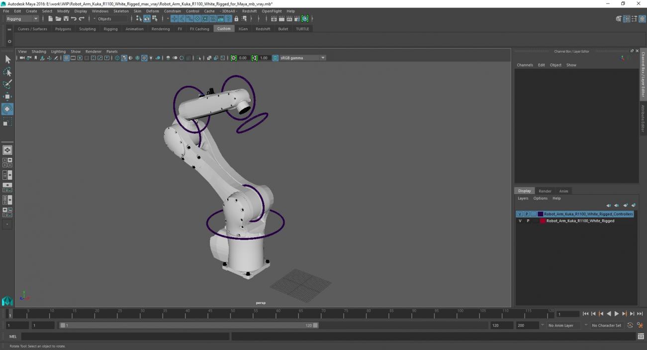 Robot Arm Kuka R1100 White Rigged for Maya 3D