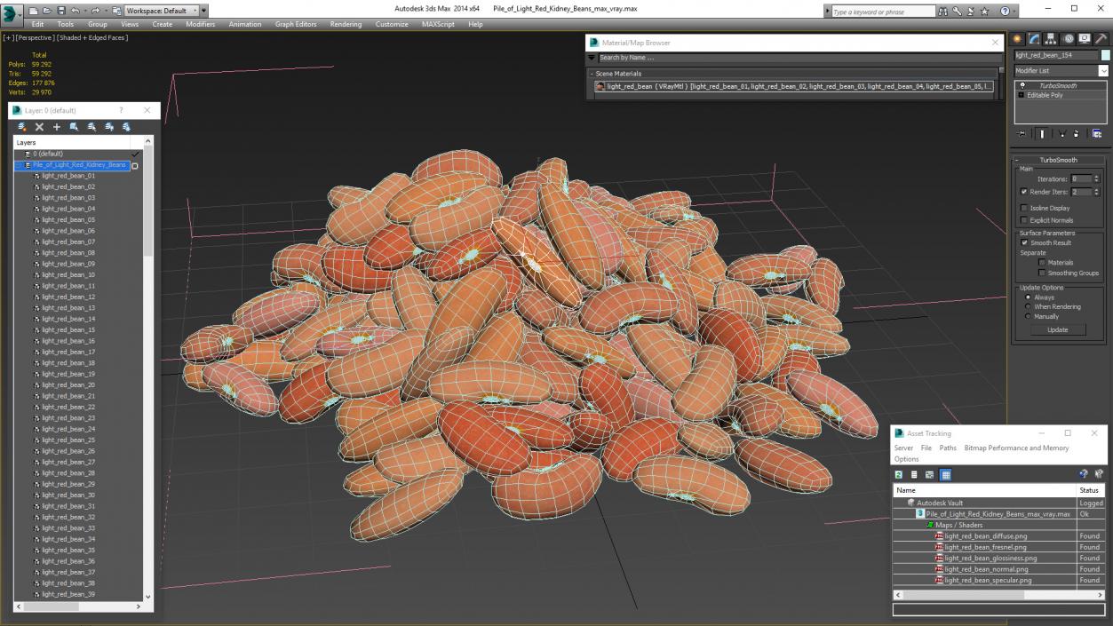 3D model Pile of Light Red Kidney Beans