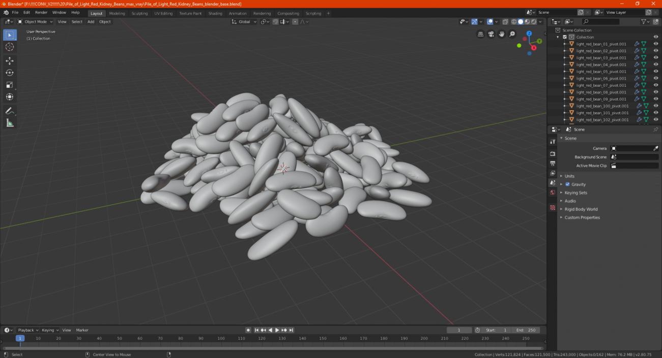 3D model Pile of Light Red Kidney Beans