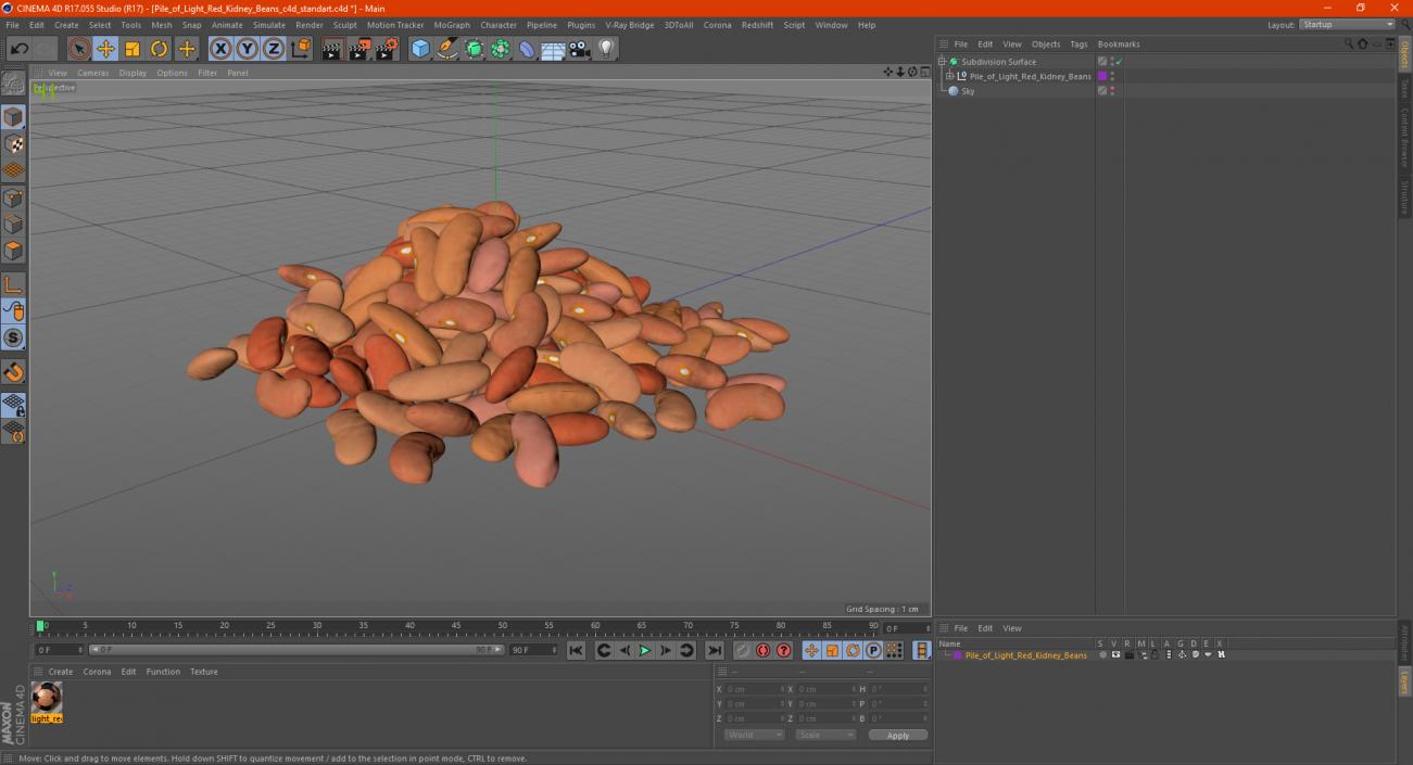 3D model Pile of Light Red Kidney Beans