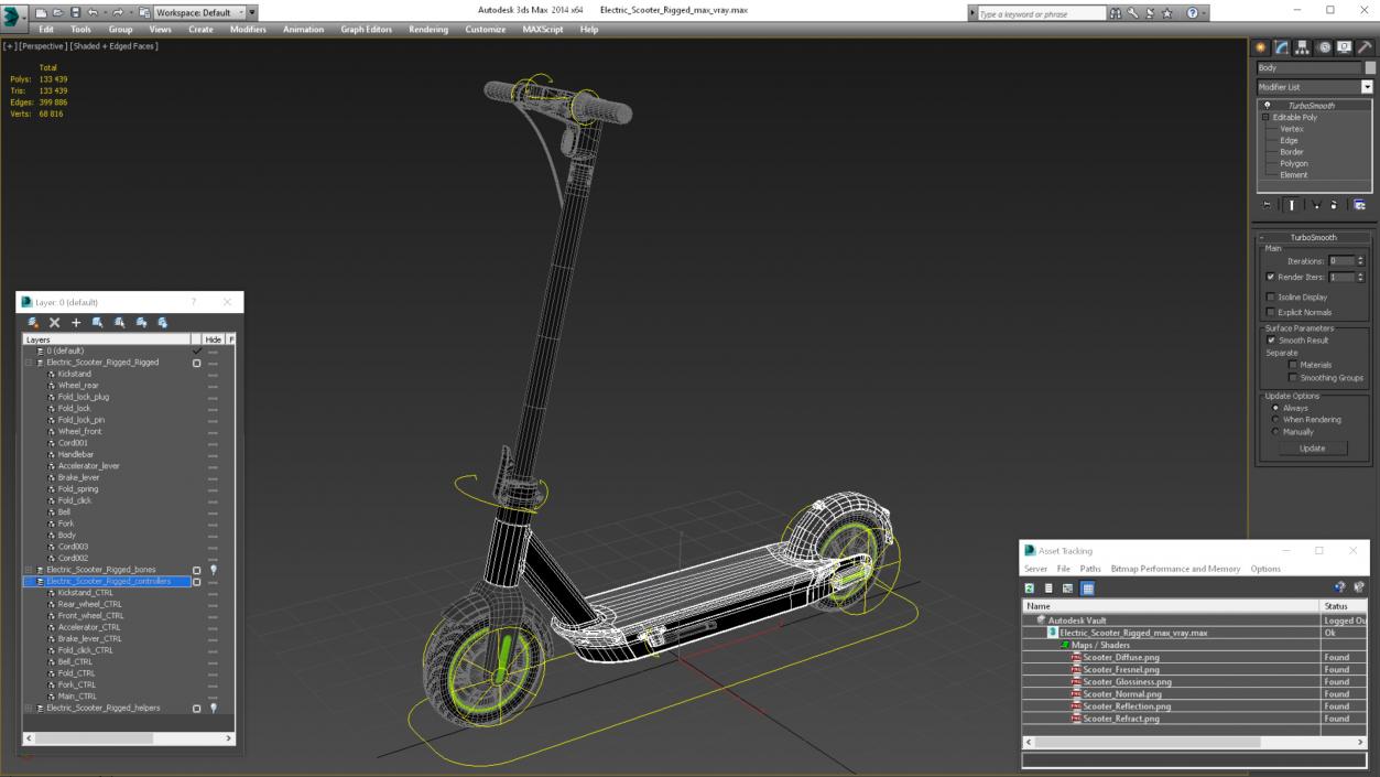 3D Electric Scooter Rigged model