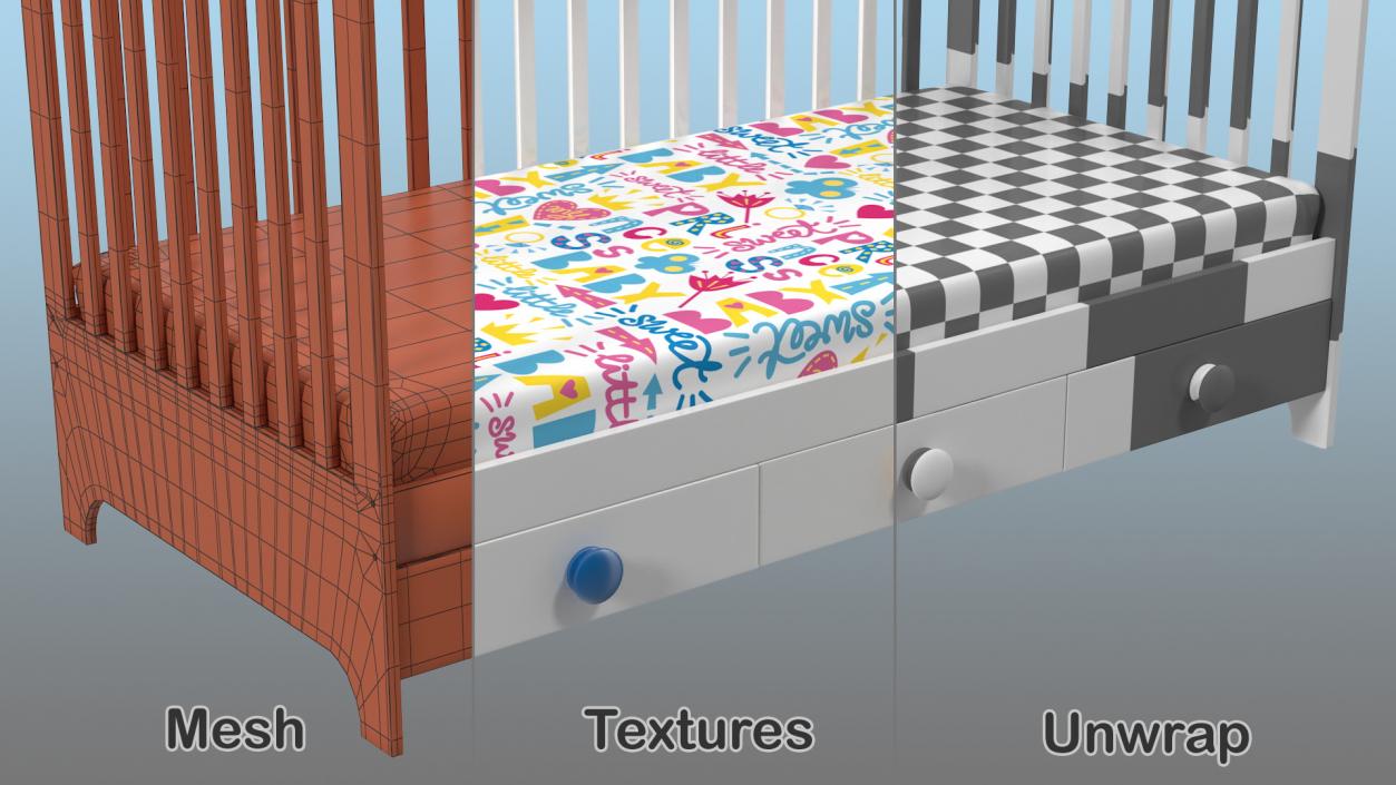 Wooden Infant Bed 3D