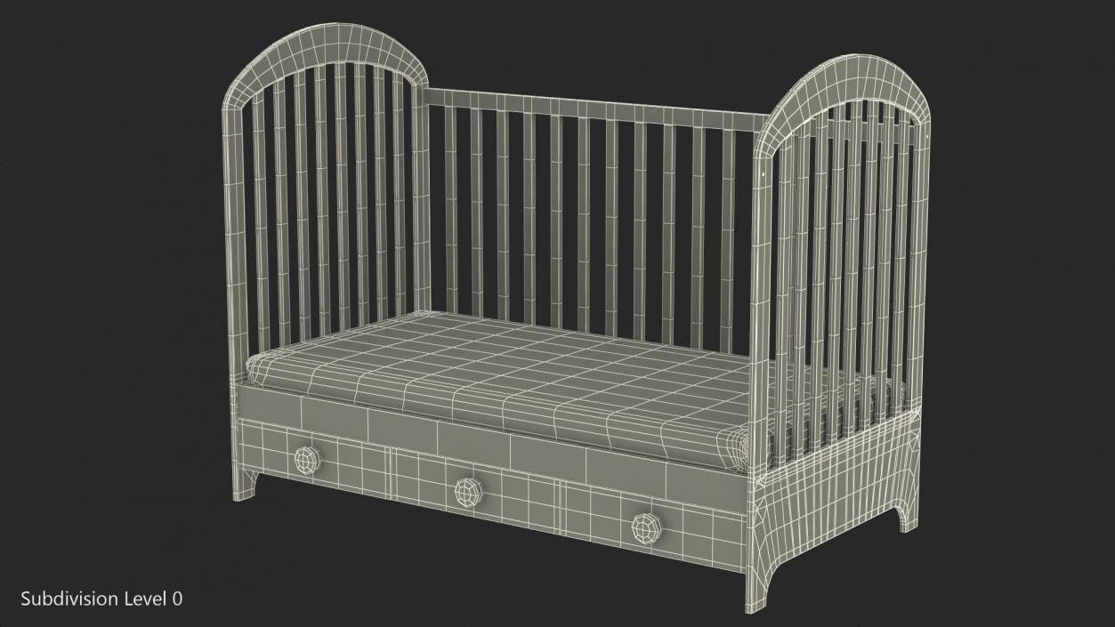 Wooden Infant Bed 3D