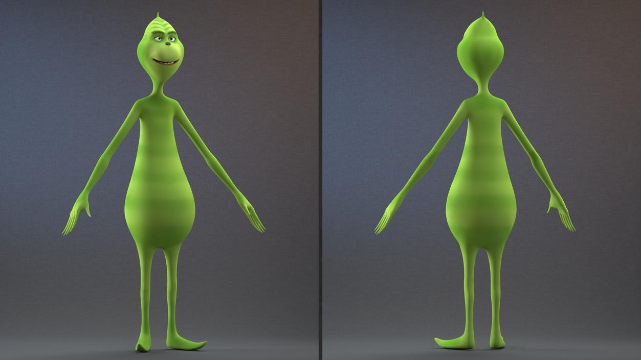 3D Cartoon Grinch Character T-Pose