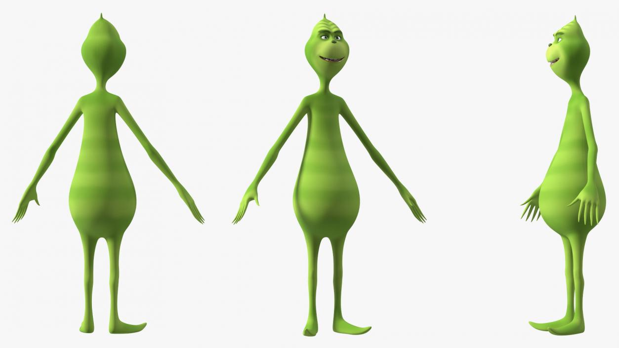 3D Cartoon Grinch Character T-Pose