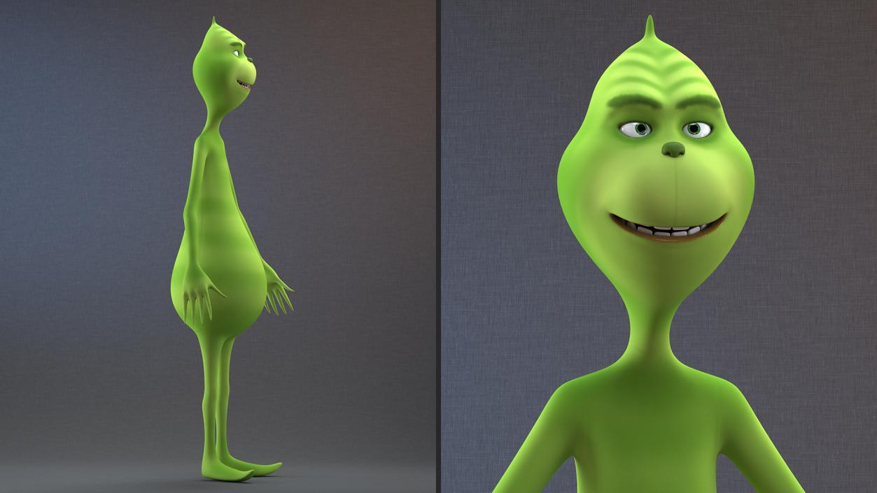 3D Cartoon Grinch Character T-Pose