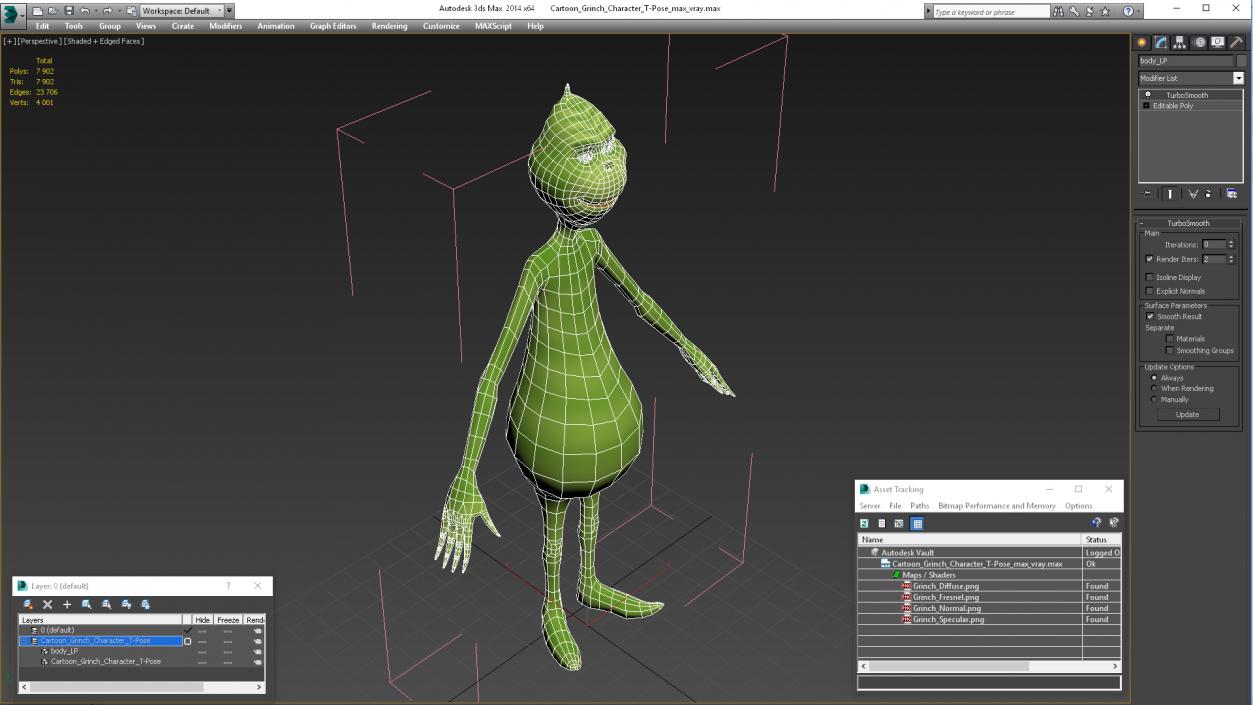 3D Cartoon Grinch Character T-Pose