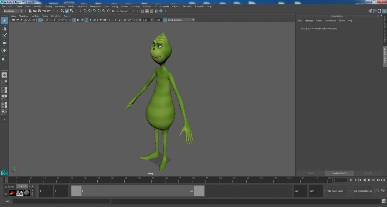 3D Cartoon Grinch Character T-Pose