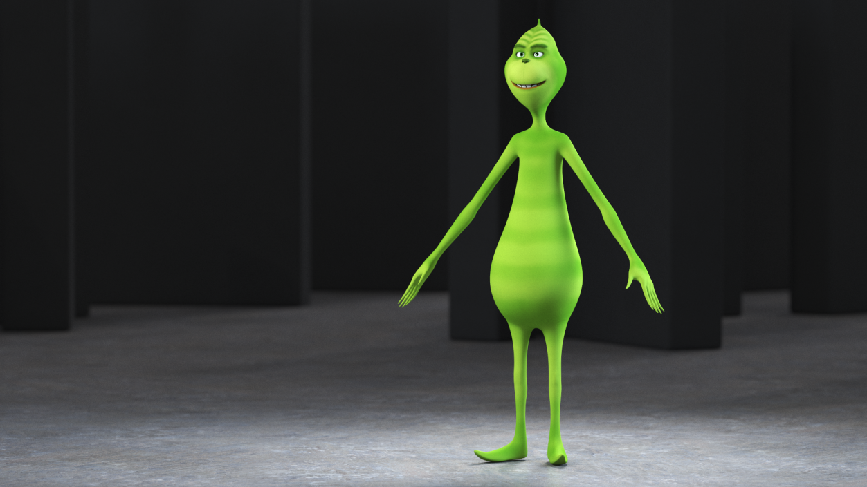 3D Cartoon Grinch Character T-Pose