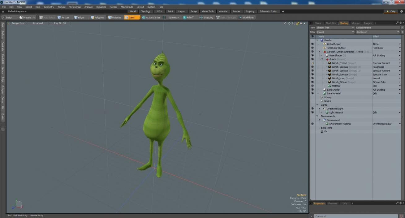 3D Cartoon Grinch Character T-Pose