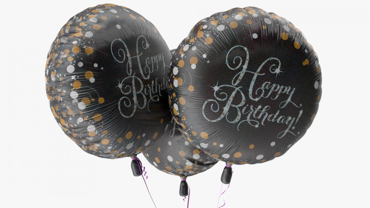 Three Happy Birthday Balloons 3D model