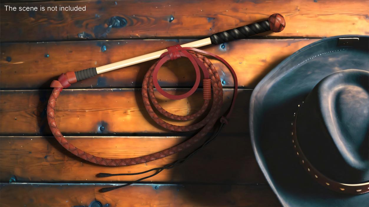 Leather Whip Coiled Brown Rigged 2 3D model