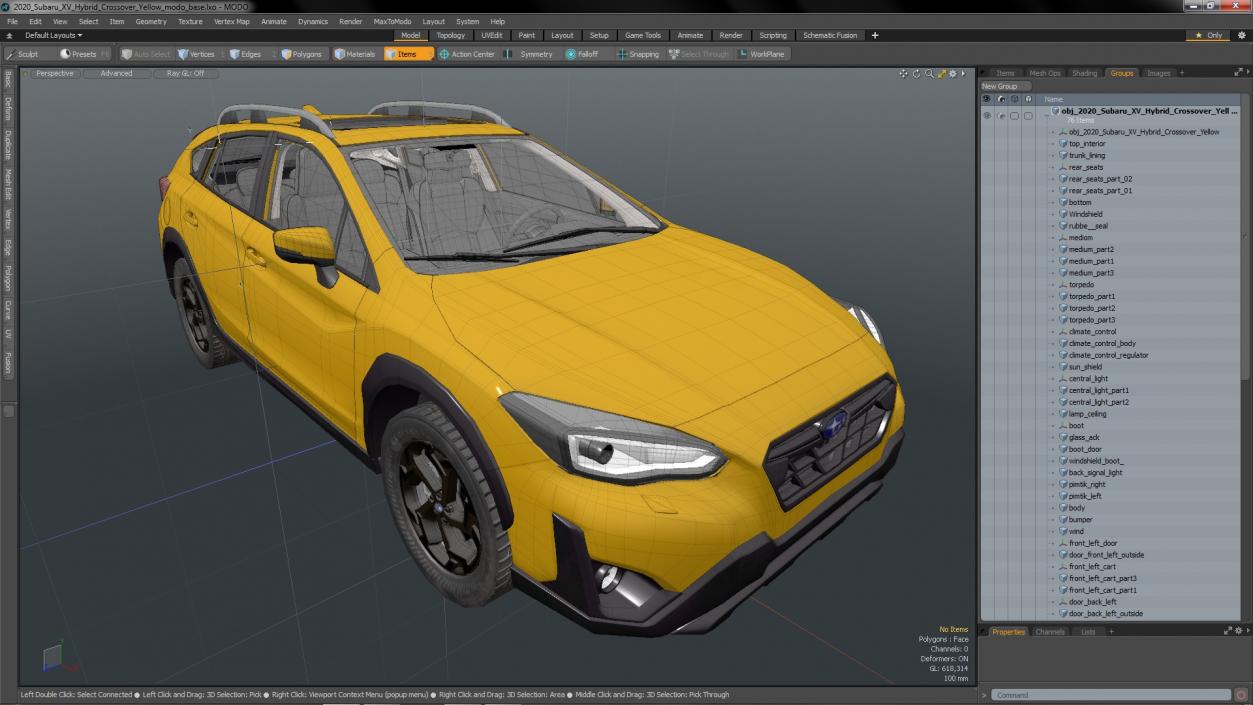 3D 2020 Subaru XV Hybrid Crossover Yellow model