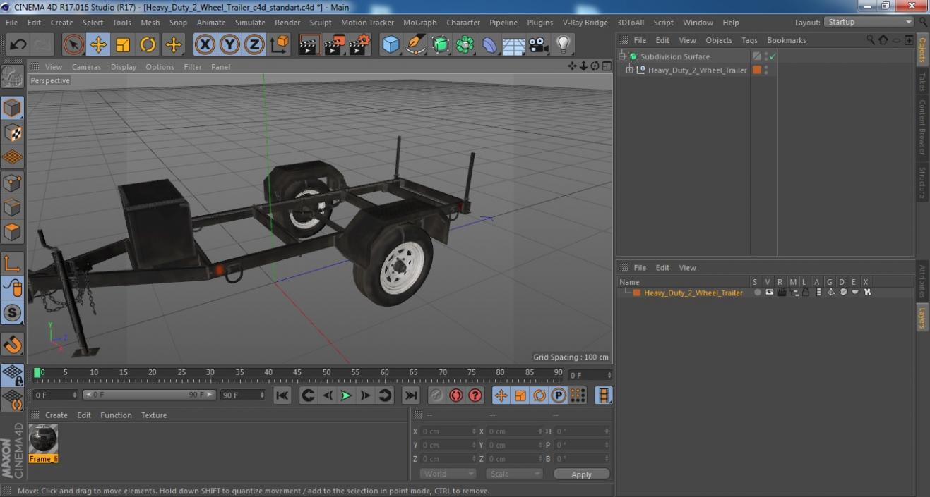 3D Heavy Duty 2 Wheel Trailer