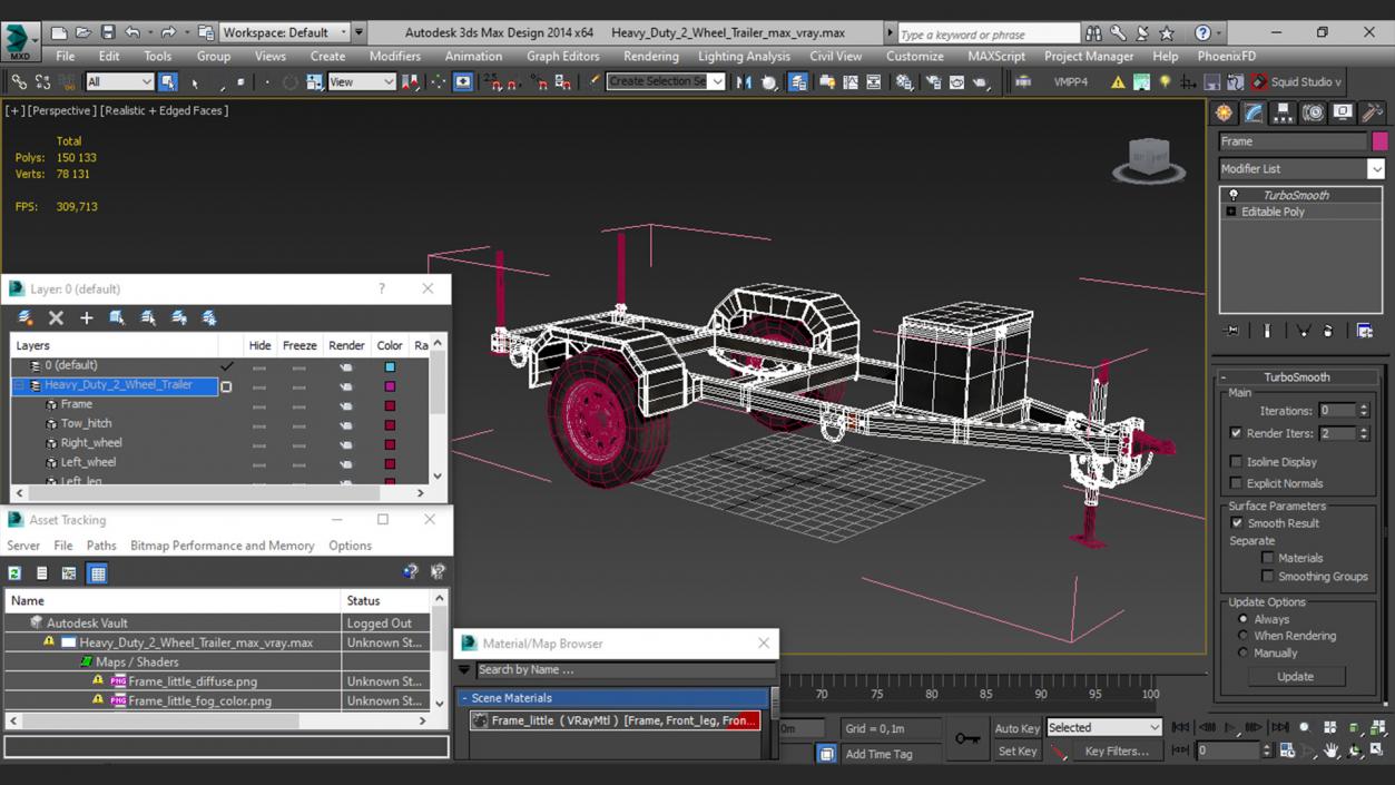 3D Heavy Duty 2 Wheel Trailer