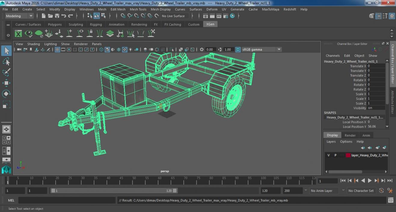 3D Heavy Duty 2 Wheel Trailer