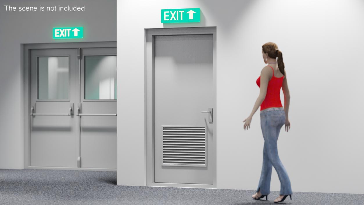 3D model Grey Fire Exit Doors with Panic Bar