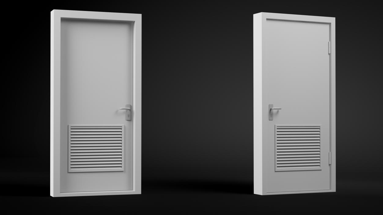 3D model Grey Fire Exit Doors with Panic Bar