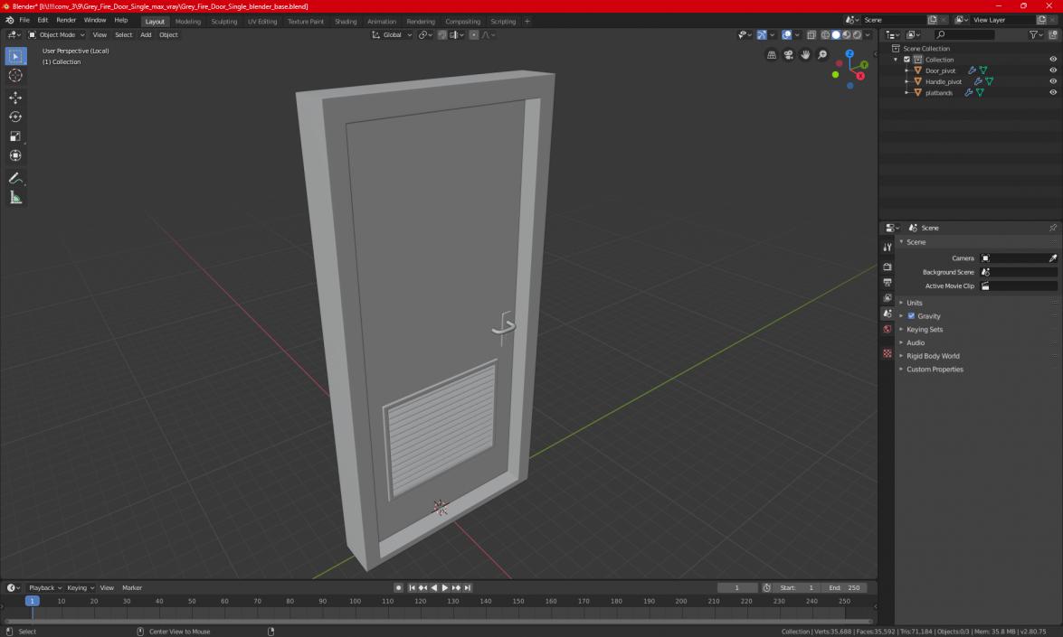 3D model Grey Fire Exit Doors with Panic Bar