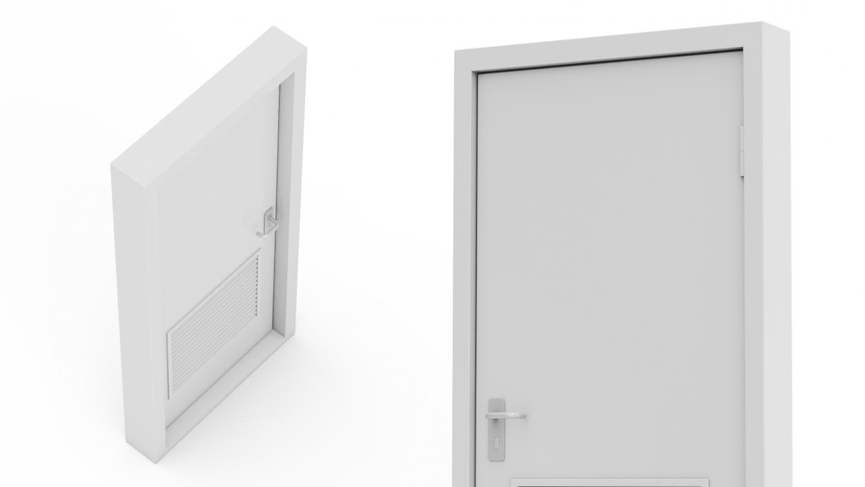 3D model Grey Fire Exit Doors with Panic Bar