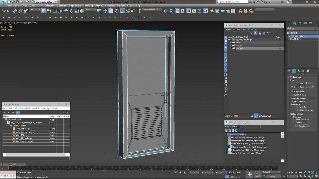 3D model Grey Fire Exit Doors with Panic Bar