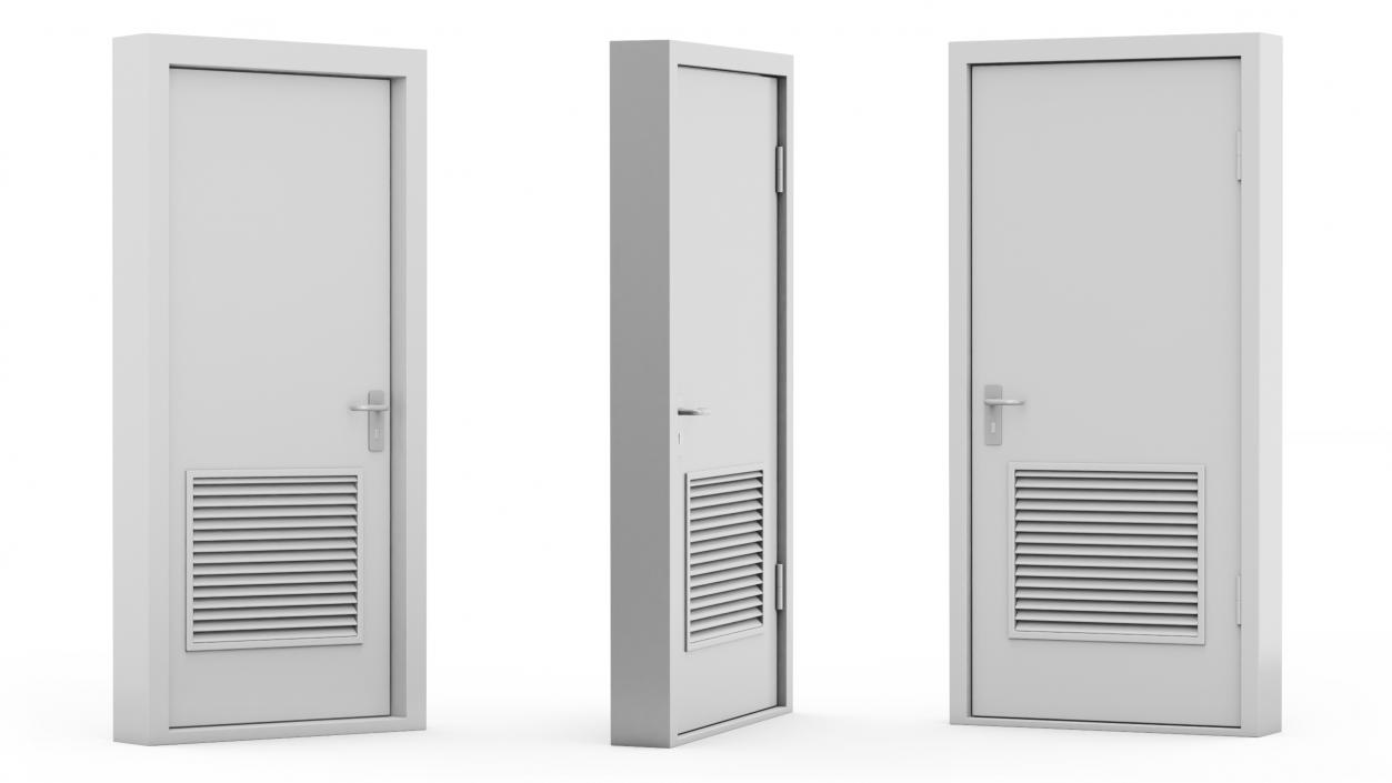 3D model Grey Fire Exit Doors with Panic Bar