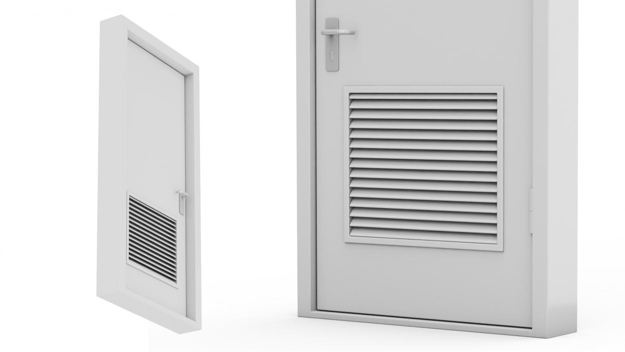 3D model Grey Fire Exit Doors with Panic Bar