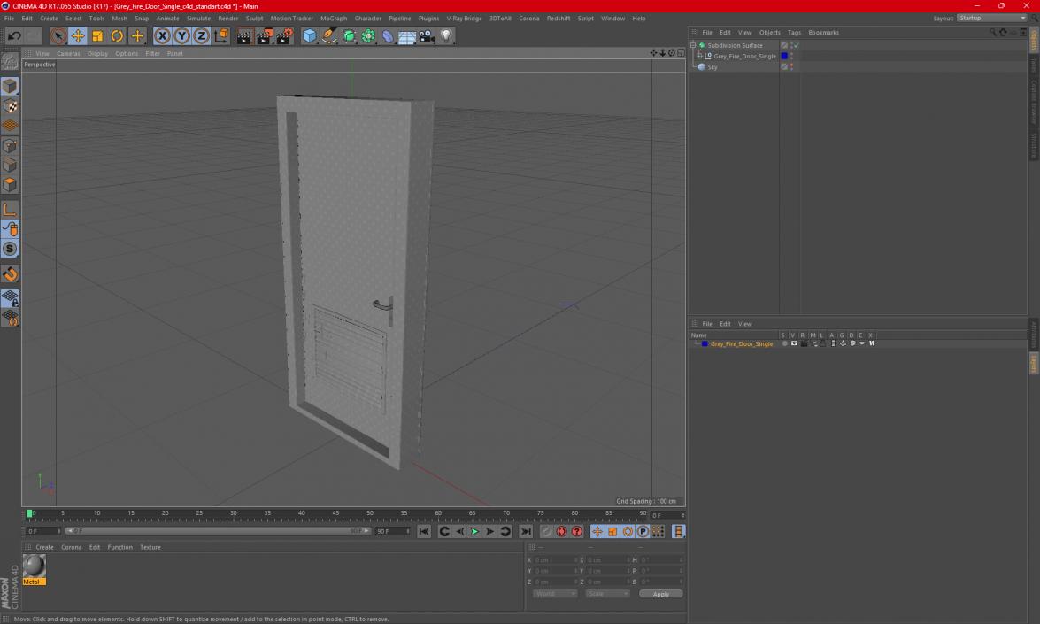 3D model Grey Fire Exit Doors with Panic Bar