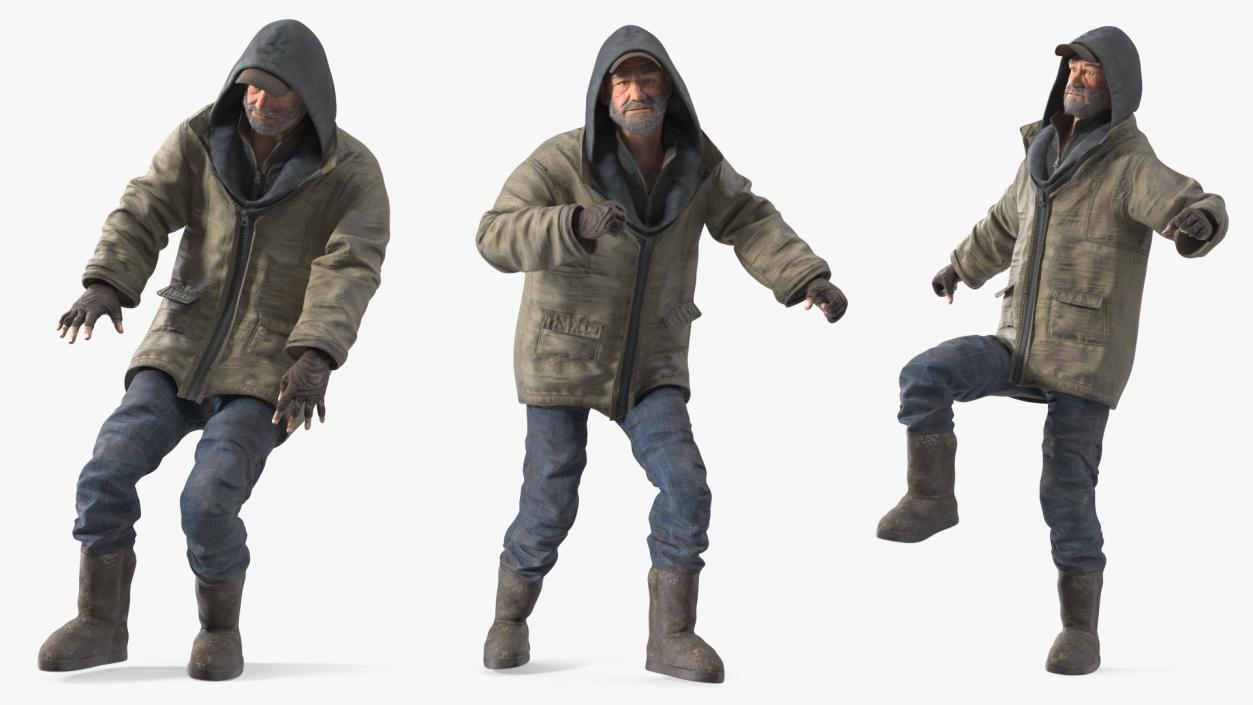 Rigged Homeless Woman and Old Man Collection 3D model