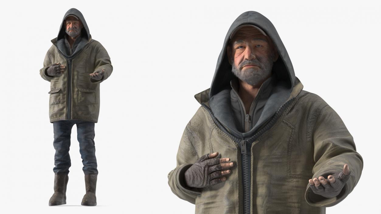 Rigged Homeless Woman and Old Man Collection 3D model