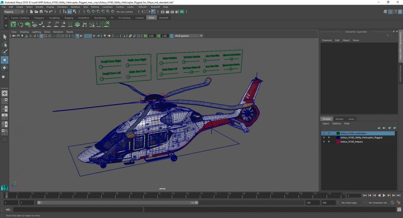 3D Airbus H160 Utility Helicopter Rigged for Maya