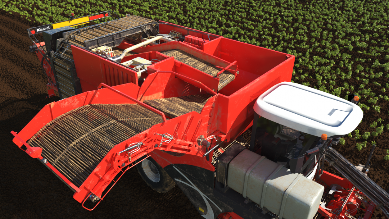 3D model Dewulf Enduro 4-Row Harvester Dirty