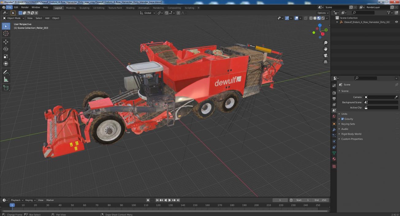 3D model Dewulf Enduro 4-Row Harvester Dirty