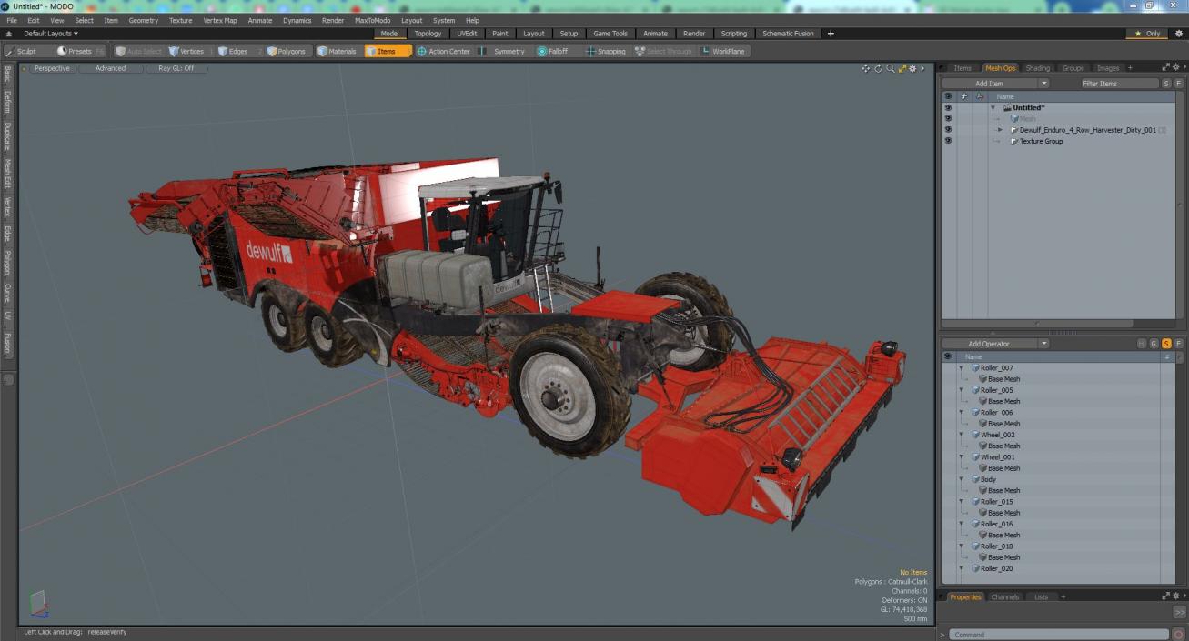 3D model Dewulf Enduro 4-Row Harvester Dirty