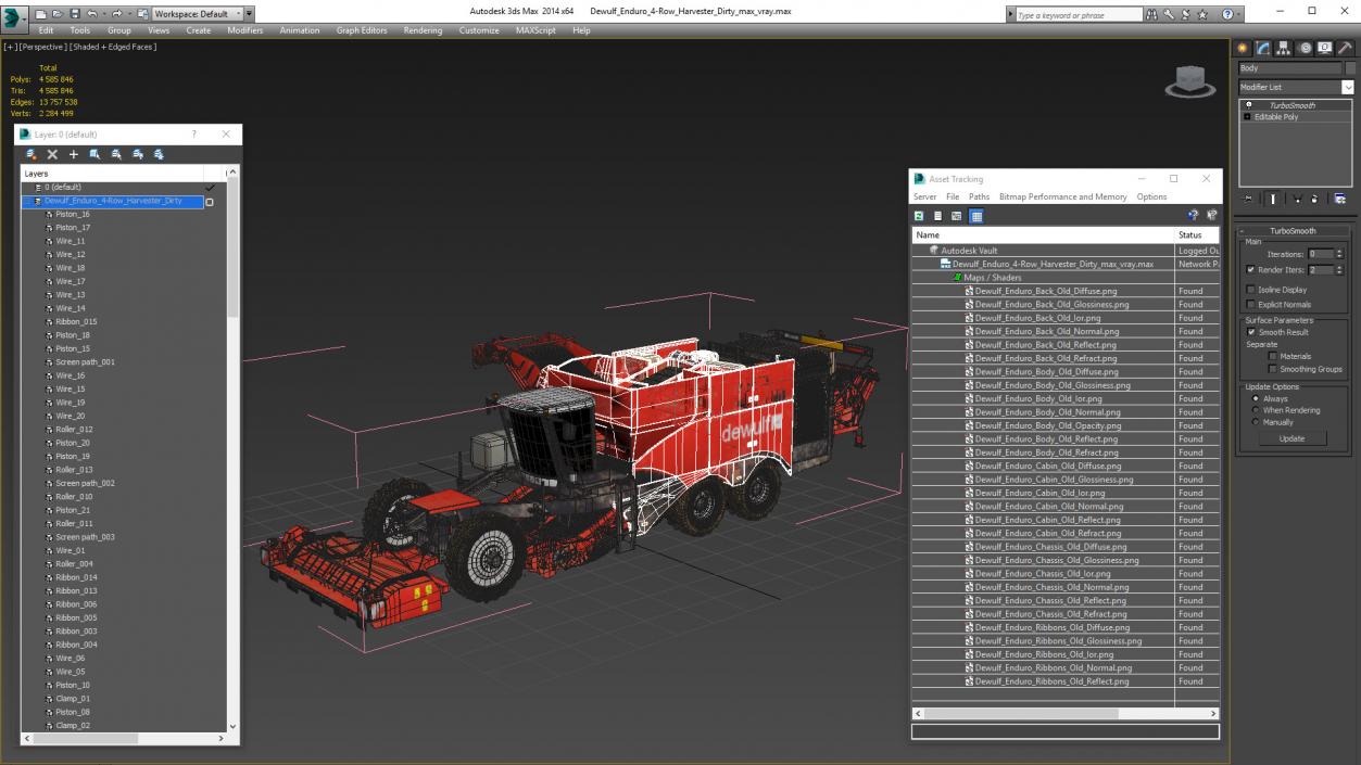 3D model Dewulf Enduro 4-Row Harvester Dirty