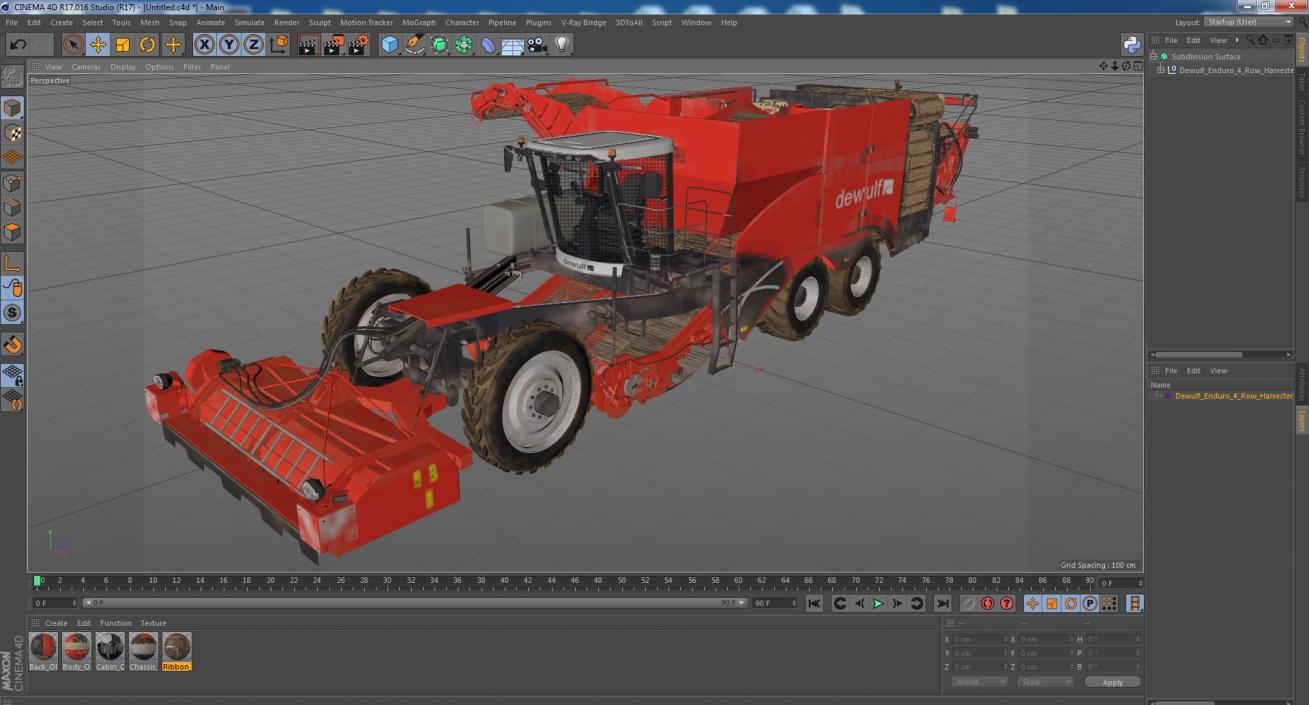 3D model Dewulf Enduro 4-Row Harvester Dirty